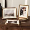 Frames Solid Wood Po Frame Copper Corner DIY Wooden Texture Tabletop Retro Creative Decoration Crafts Classic