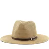 Storlek 54-56-58 59-60cm Natural Panama Straw Hat Summer Men Women Wide Brim Beach UV Protection Fedora Sun Hat Wholesale 240325