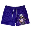 Anime Shorts Homens Manga Esportes Ginásio Fitness Impressão 3D Malha Seca Rápida Placa Oversized 240315