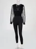 rompers Womens Jumpsuit Black Elegant Sequins Mesh Glitter Party Night Sexy 2022 Spring Lg Pants One Piece Clothes Overalls M3As#