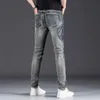 Fi Hommes Slim Fit Patchwork Jeans Mâle Rétro Distred Denim Pantalon Poche Brodée Y2K Punk Boyfriend Vintage Pantalon J3ZG #