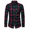 primavera autunno maschio striscia camicie casual mens camicia di flanella a quadri top di marca da uomo slim busin ufficio a quadretti maniche lg camicie s3s4 #