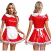 womens Pole Dance Show Servants Cosplay Maid Latex Dr Carnival Masquerade Theme Party Dr-up Ball Gown Costume with Apr e1N6#