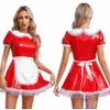 Femmes Pole Dance Show Serviteurs Cosplay Maid Latex Dr Carnaval Mascarade Thème Fête Dr-up Robe De Bal Costume avec Apr e1N6 #