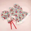 Vestuário para cães Pet Dress Floral Design Bow Ties Set com Harness Tie para cães pequenos gatos aniversários femininos