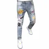 Krone Druck Skinny Jeans Männer Jogger Weiße Skinny Jeans Männer Frühling 2021 Mann Jeans Brand New Slim Fit Casual Denim Harem Hosen u6BY #