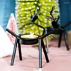 Mum Tutucular Metal Ren Geyiği Siyah Demir Tealight Holders Noel Yemek Masası Dekorasyonu Dayanıklı Kullanımı Kolay
