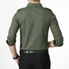 Мужская рубашка в стиле милитари Cott Camiseta Masculina Army Casual Shirt Мужская однотонная рубашка Мужская одежда с рукавами Lg Высокое качество f6HN #