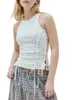 Magliette da donna Canotte estive slim fit Canottiere bianche senza maniche girocollo