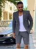 men's Suit Double-Breasted Fi Slim Fit Jacket Short Pants 2-Piece Leisure Cool Groom's Dr New Male Tuxedos Blazer D1LW#