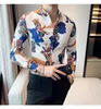 Camisas de impresión de lujo de otoño para hombre Camisa de manga LG Hombres Busin Casual Dr Slim Fit Social Shirt Streetwear Chemise Homme M-6XL S4UB #