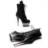 Dance Shoes LAIJIANJINXIA 17CM/7inches PU Upper Modern Pole High Heel Platform Sexy Nightclub Women's Ankle Boots 185