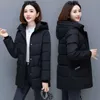 new Snow Wear Hooded Mid Length Down Cott Coat Women's Loose Thickened Warm Parkas Middle Aged Mother Winter Wadded Jacket i3AV#