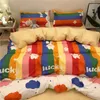 Conjuntos de roupas de cama definidos rosa lençóis lençóis de morango quarto de solteiro cama king rei menina na capa da colcha