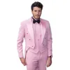 Stevditg Luxury Pink Tuxedo Men Suits Peak Lapel Double Breasetd Formal Wedding 3 Piece Jacket Pants Vest Elegant Male Clothing C9fs#