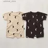 T-shirts 2023 Sommer Neue Baby Kurzarm Body Nette Mond Print Infant Baumwolle Overall Junge Mädchen Neugeborenen Weiche Bequeme Kleidung24328