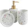 Sets aus bemaltem Terrazzo, Badezimmerzubehör, Keramik, vierteilig, Lotionsflasche, Mundwasserbecher, Seifenschale, runde Badezimmerdekoration