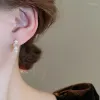 Brincos de argola huggie luxo moda zircão pérola fivela de orelha para mulheres simples versátil festa jóias entrega gota otf54