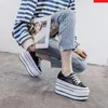 Casual Shoes Genuine Height Increased Super High Platform Sports Women Wedge Heel Slip On Sneakers