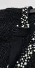 Женский трикотажный дизайн Женская мода Черный кардиган ручной работы с бисером и длинными рукавами Элегантная женская универсальная куртка с круглым вырезом Свитер с шалью Топ