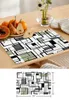 Table Mats Abstract Square Modern Art Green Dining Placemat Tableware Kitchen Dish Mat Pad 4/6pcs Home Decoration