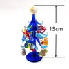 Handmade Dark Blue Murano Glass Christmas Tree Shape Ornament Home Aquarium Decoration with 12pcs Marine Animal Figurine Pendant 240325