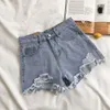 kot pantolon yüksek bel denim şort kadınlar yaz cep püskül yırtık delik yırtık kot pantolon şort kadın femme kısa pantolon x7tf#