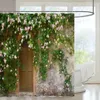 Ograniczne zasłony prysznicowe ulicy kwiatowy łuk łuk zieleń natura poliester wiszący zasłony wystrój łazienki 240328
