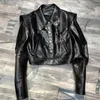 Women's Leather 23 Spring And Autumn Genuine Sheepskin Bright Clothes Be Careful With Machine Ruffled Edge Jackets