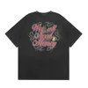 24SS USA Washed Men Eye Tee Vintage Letter Print T Shirt High Street Drulboard Tshirt 0328