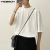 Men's T-Shirts Summer Men T Shirt Loose Solid Color Round Neck Half Sleeve Fashion Casual T-shirts Korean Style Streetwear Basic Tops24328