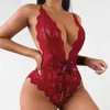 Sexy Crotchl Rouge Lingerie Femmes Dentelle Body Ouvert Entrejambe Tenues Érotiques Teddy Babydoll Dr Transparent Porno Sous-Vêtements Ensemble i5zN #