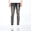 Designer pour les hommes de marque en jean avec un trous d'été à la broderie de qualité de qualité pantalon en denim violet jeans 941283345