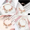 Bangle Original Pandoras Fashion S925 Sier Rose Gold Charm Beads Heart Lock Bangles Women Chain Letter Bracelets Jewelry Holiday Drop Dhk2B