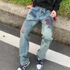 2023 Cyber ​​Y2K Fi Wed Blue Baggy Ripped Jeans Pantalons pour hommes Vêtements Droite Vintage Hip Hop Denim Pantalon Ropa Hombre P7hl #