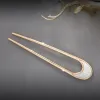 Hair Clips Barrettes Fashion Luxury Sier Gold Color Elegant Shell Enamel Hairpin For Women Metal Stick Hairwear Accessories Jewelry Dr Ot0Qa