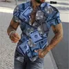 3D Imprimer Dollar Modèle Chemises pour hommes d'été à manches courtes Slim-Fit Butt Up Chemises décontractées Streetwear Hommes Chemise Blouses Tops p91E #