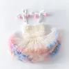 Haute qualité bébé fille vêtements mignon moelleux maille Halter bébé robe douce princesse TUTU gâteau robe anniversaires vêtements pour les filles 240322