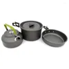 Cookware set utomhus vikande kockset mess kit aluminium skålar krukor sked nylonväska redskap matlagningsutrustning camping