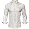 Barry.wang Luxe Blanc Paisley Soie Chemises Hommes Lg Manches Casual Fr Chemises Pour Hommes Designer Fit Dr Chemise BY-0075 S99H #