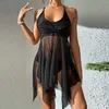 Women's Swimwear 2024 Sexy Transparent Mesh Women Plus Size Swimsuit Female Two Pieces Bathing Suit Skirt Beachwear Swimming #