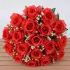 Decorative Flowers 18 Head Real Happy Flower High Quality Crystal Grass Bouquet Dry Rose Home