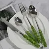 Dinnerware Sets 4Pcs Luxury Tableware Set Stainless Steel Knife Fork Spoon Bling Diamond Tea Steak And Western Restaurant