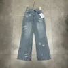 Damen-Jeans, Designer-Jeans, verwaschene Hose, lässig, Buchstaben-Stickerei, hohe Taille, gerade, schmale, dünne Hose