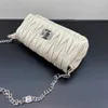 ホワイトバッグレディース新しいソフトレザーフェアリーガールMou Water Diamond Chain Crossbody Wrinkle Bags