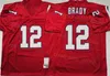 Retrocesso de futebol vintage 12 Tom Brady Jersey 75º aniversário 63 Lee Roy Selmon 99 Warren Sapp 40 Mike Alstott 56 Hardy Nickerson Vermelho Amarelo Retro Costurado