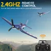 F4U RC Plane 2.4Ghz 4CH 400mm Wingspan One-Key Aerobatic RTF Remote Control Aircraft Toys Gifts for Children 240307