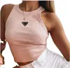 Pdara Fashion Design Summer Women Crop Tshirt Tops Off Letters Ricamo Gilet sexy Spalla Canotta nera Casual senza maniche Backless Tees Camicie