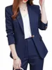 kvinnor avslappnad elegant businbyxor passar kontor damer smala vintage blazer pantsuit kvinnliga fi koreanska kläder två stycken v5y1#