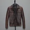 men Motorcycle Vintage Red Brown Men Leather Jacket 100% Genuine Cowhide Biker Jackets Soft Slim Fit Men Motorcycle Coat Spring I3wz#